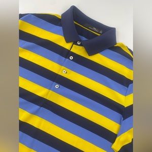 RLX Ralph Lauren Blue and Yellow Striped XL Mens Polo.